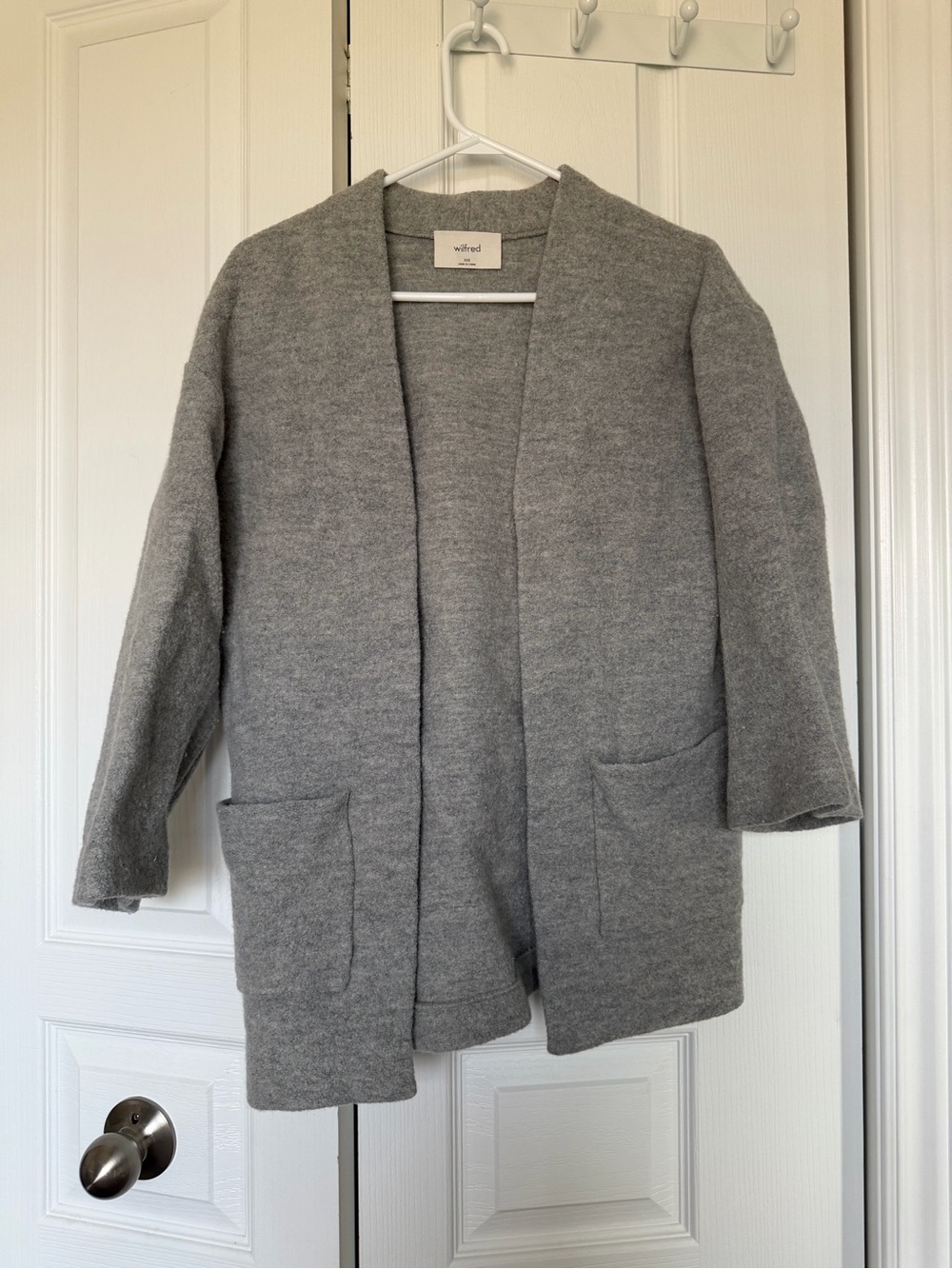Wilfred Heather Gray Open-Front Pocket Cardigan